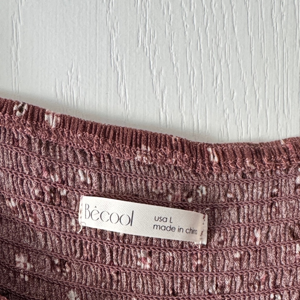 Smocked Puff Sleeve Midi Dress — Burgundy Floral - Picture 3 of 10